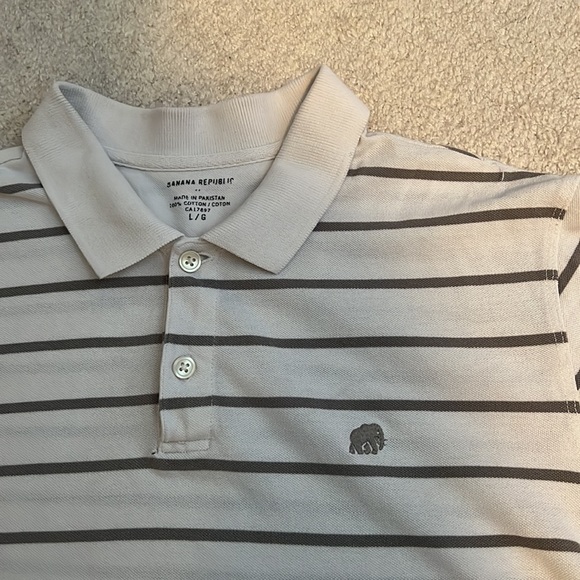 Banana Republic Polo Shirt - White with Grey Stripes - Picture 2 of 4